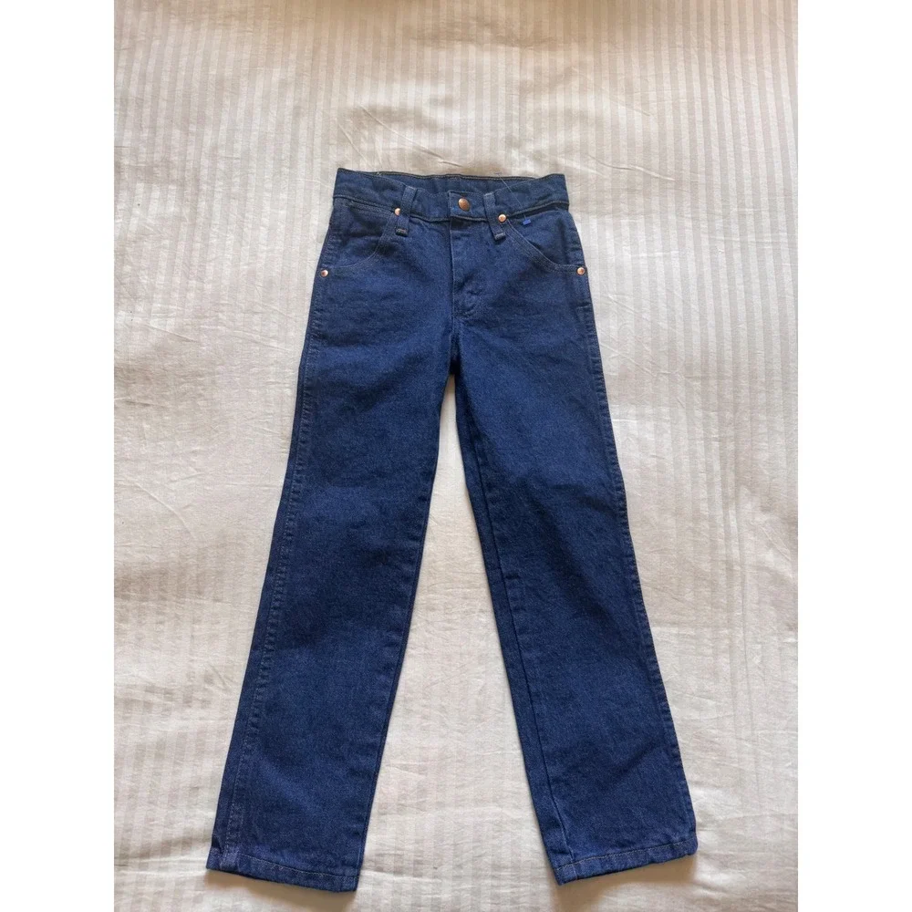 Wrangler Boys Cowboy Cut Slim Fit Jeans Dark Wash Denim Size 7‎ Adjustable Waist